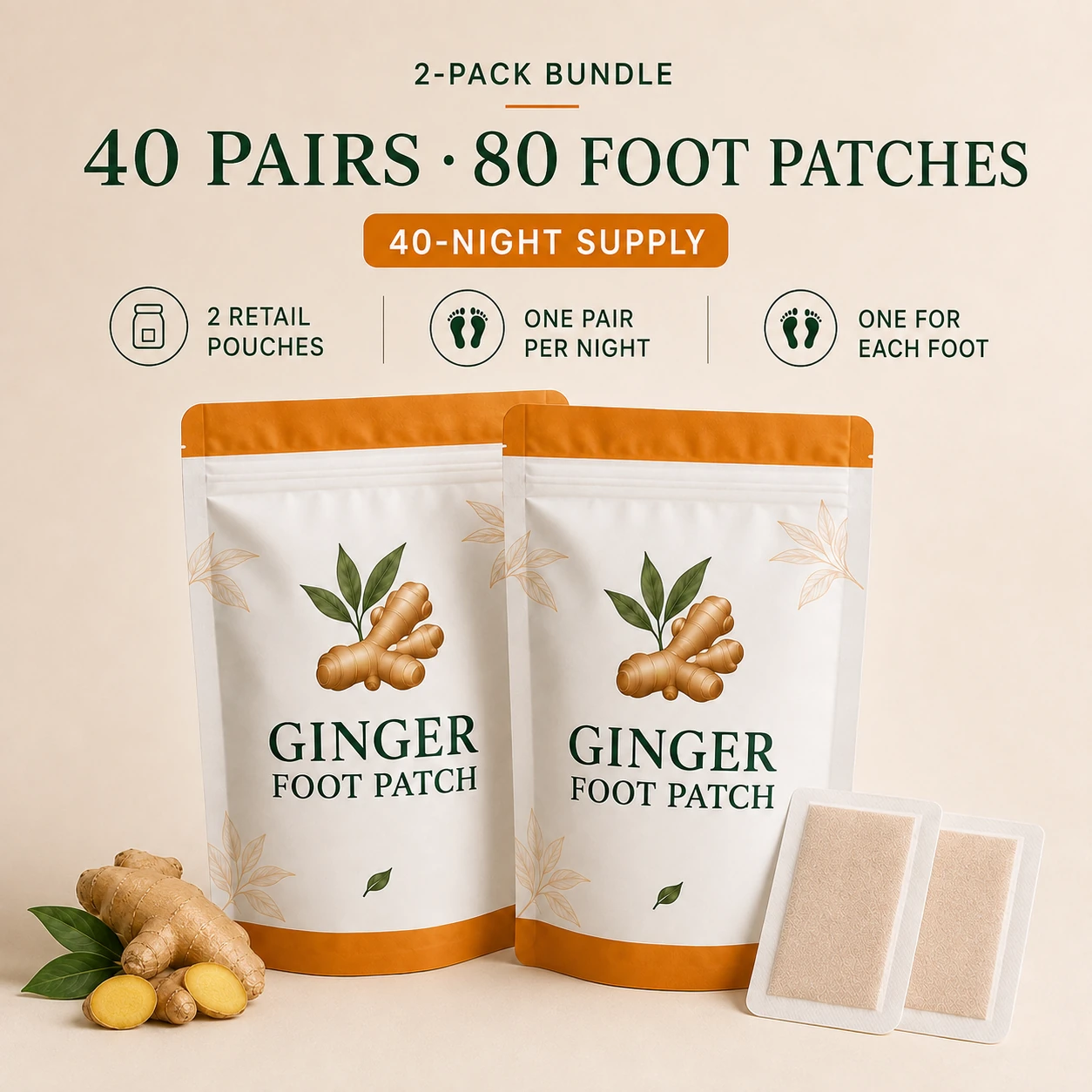 2 standard Ginger Foot Patch packs